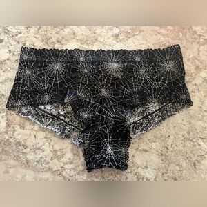 VS PINK HALLOWEEN PANTY Large Spiderwebs Lace Cheeky NWT